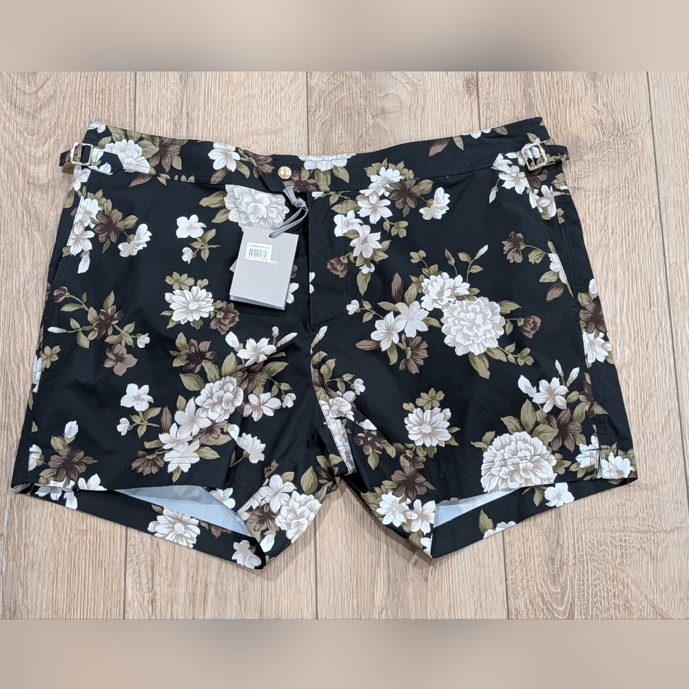 $770 Mens TOM FORD "Hendrix" Floral Swim Shorts Trunks Black/Multi 54 US 38